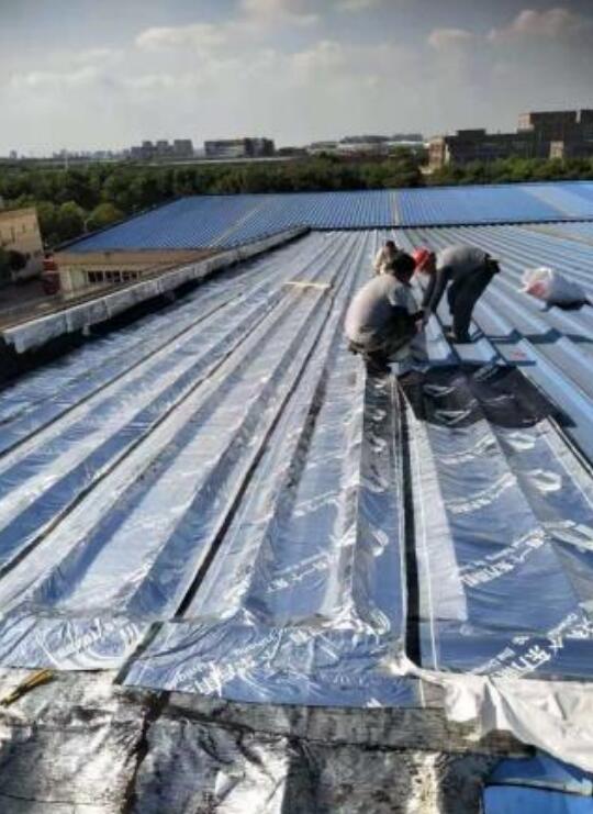 丰饶路万众彩钢板上东方雨虹自粘卷材防水